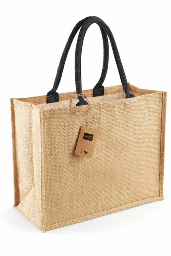 W407 - Shopper classica in juta NATURAL BLACK