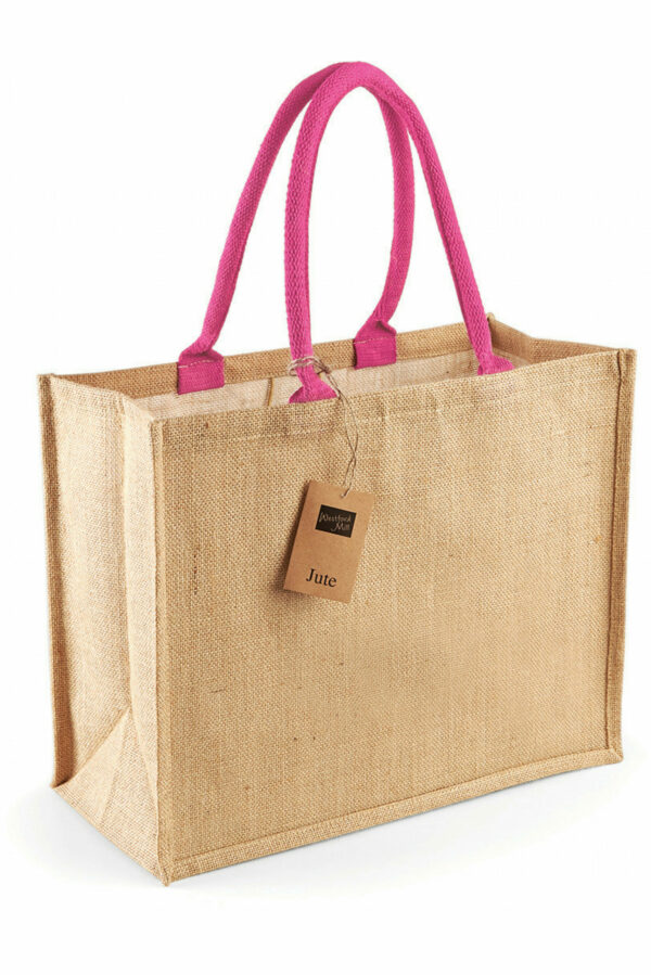 W407 - Shopper classica in juta NATURAL FUCHSIA