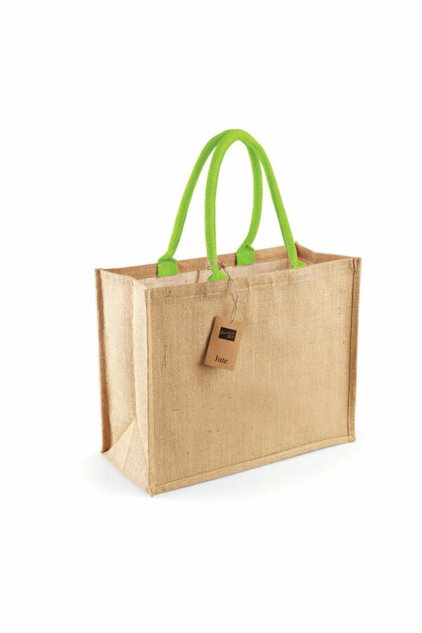 W407 - Shopper classica in juta NATURAL LIME GREEM